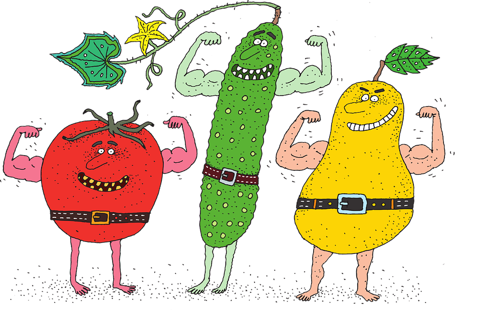 pixabay.com/ru/illustrations/томат-огурец-груша-еда-питание-3695616/