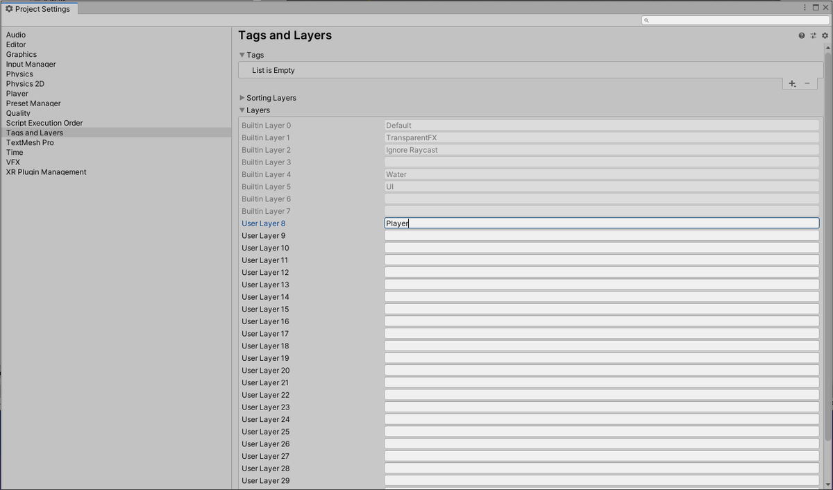 Так выглядит открытая категория Tags and Layers