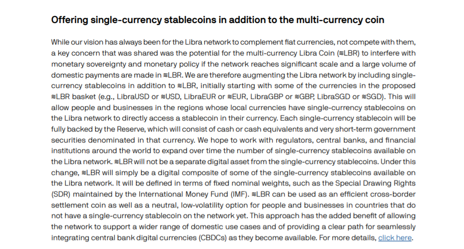 Выдержка из обновления white paper Libra