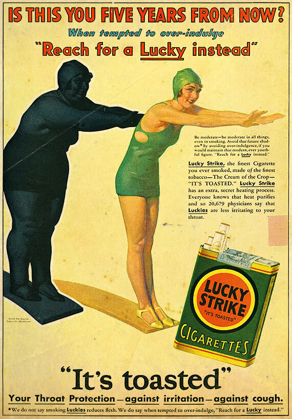 Рекламный плакат Lucky Strike 1930г.