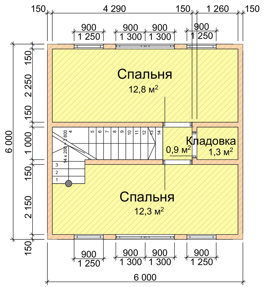 3-х комнатный дом 6х7 м. для сада и дачи, с мансардой, площадью 61 м² (+ Планы и фасады с размерами) ??