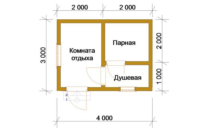 Проект бани размером 4х6