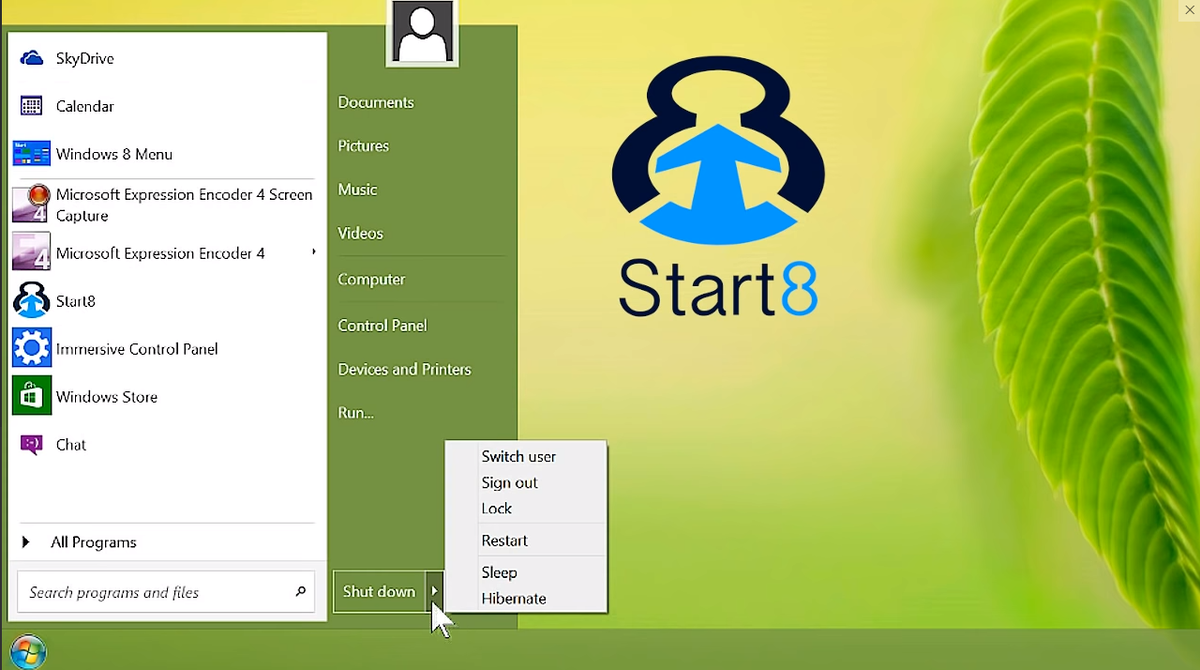 Вот как будет выглядеть меню “Пуск” после установки программы