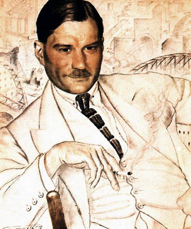Евгений Замятин на портрете Кустодиева.