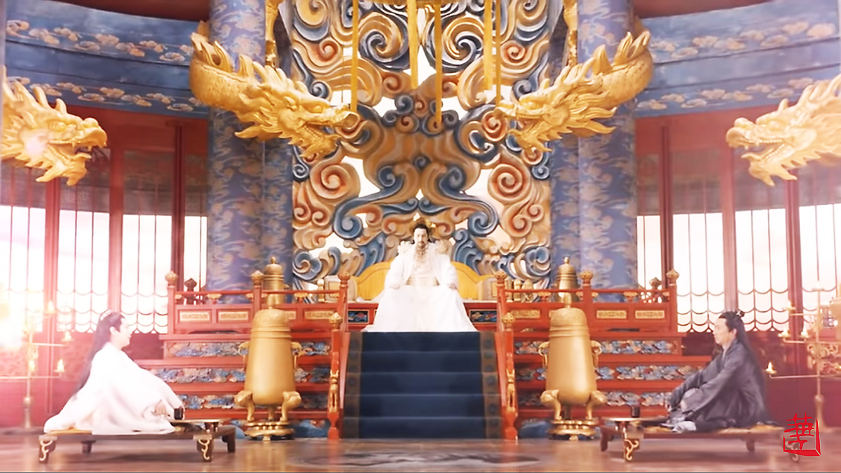 Нефритовый Император в своем дворце. Кадр из дорамы «Три жизни, три мира: десять миль персиковых цветков», Китай, 2017