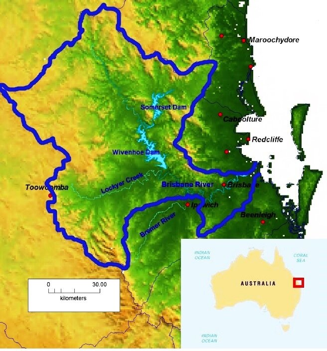 Рисунок 2. Карта водосборного бассейна реки Брисбен