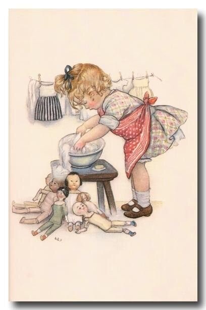 Такие открытки мне всегда напоминают детский стих "Постирушка" Михалкова. Фото ?