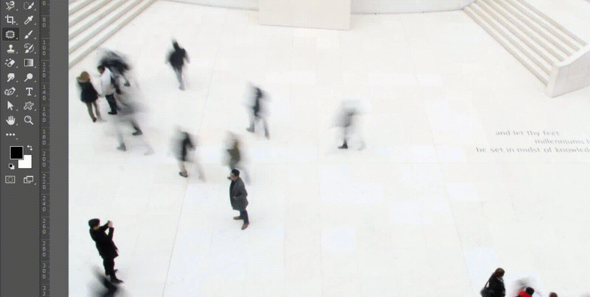 Выделите область на фото и с помощью «Заплатки» замените ее соседней