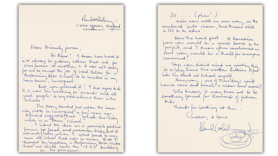 С сайта https://faroutmagazine.co.uk/paul-mccartney-handwritten-letter-to-prince/