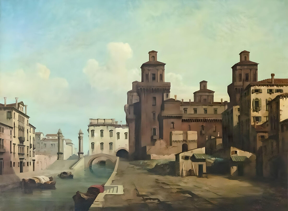 Жюль-Ромен Жуайон, «Дворец герцогов Феррарских», между 1829 и 1832, холст, масло, Музей Тулуз-Лотрека 