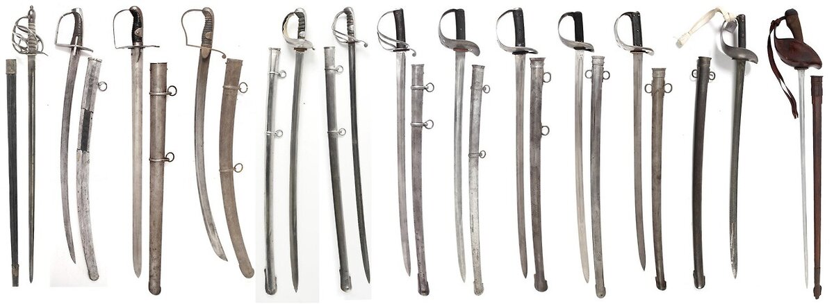 Образцы британского кавалерийского длинноклинкового с 1788 по 1908 гг. (фото victoriansword).
