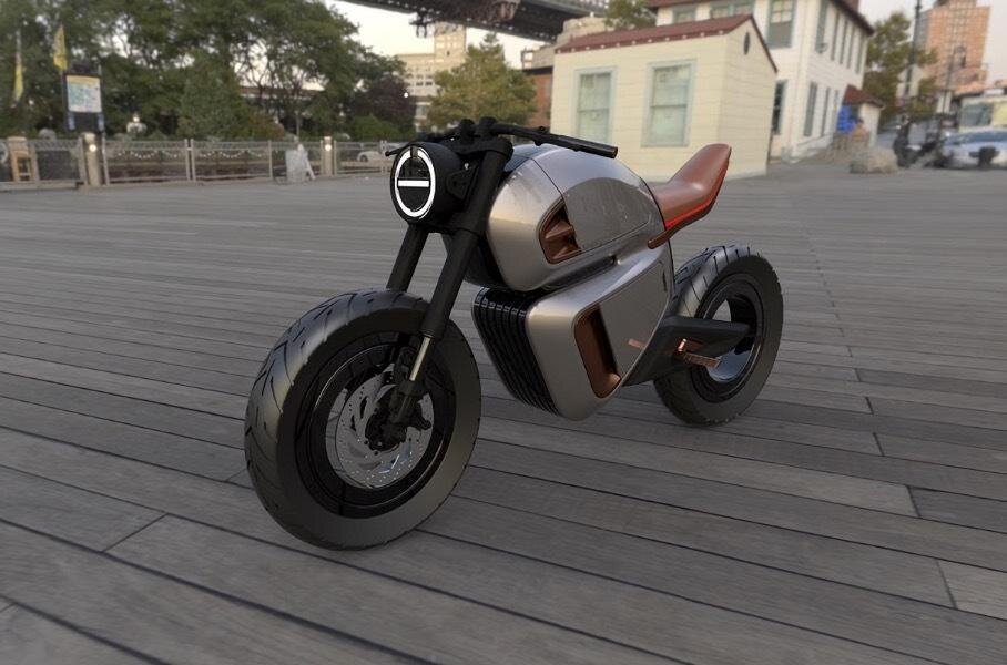 В облике NAWA Racer сочетаются ретромотивы с современными трендами: углепластик соседствует с крашеным алюминием и медью, черную амортизационную вилку с матовым анодированием дополняет винтажное седло из нубука. Оптика — светодиодная. 
