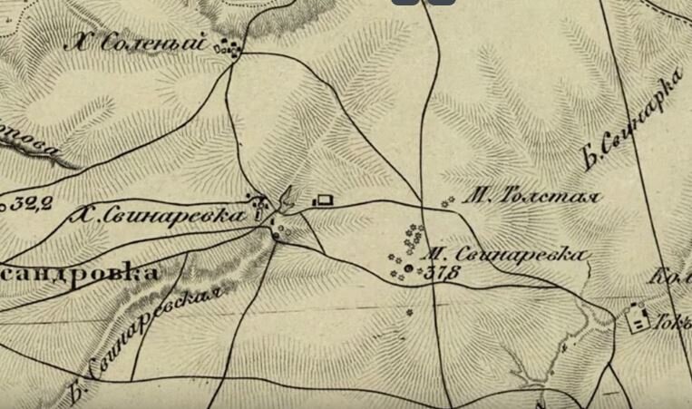 Обозначение на карте  М. Толстая (могила Толстая)