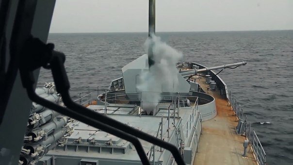 Пуск ЗУР ЗРК "Штиль" с борта Сторожевого Корабля проекта 11356.