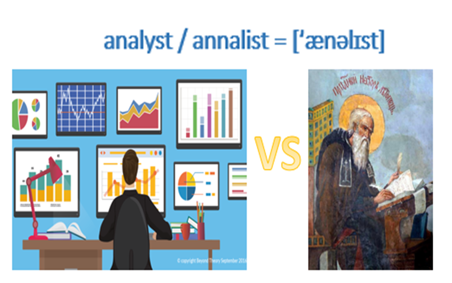 Омофоны analyst / annalist = [ʹænəlɪst]