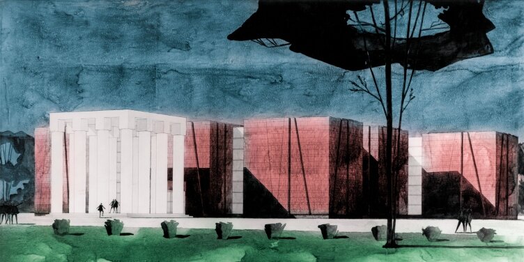 Леонид Павлов. Чертеж мемориального музея В.И. Ленина в Горках