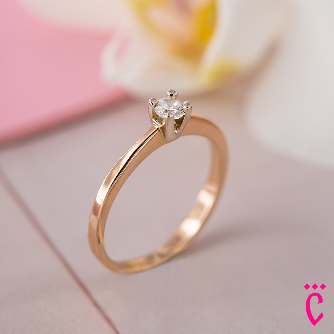 Золотое помолвочное кольцо с фианитом (арт. 02-КСВ-03 16.В20)