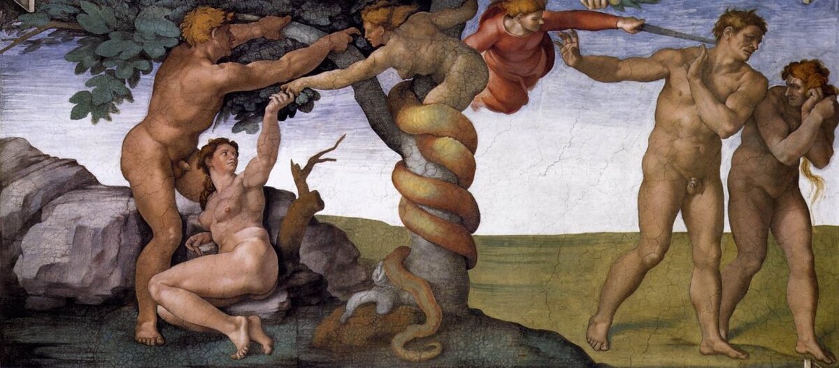 Michelangelo di Lodovico Buonarroti Simoni - Грехопадение и изгнание из Рая, 1508-1512 годы