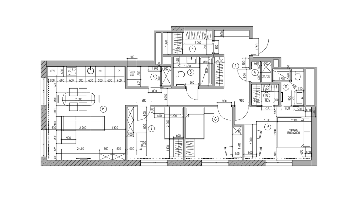                                     Пример чертежа в ЖК «Камские огни 2»