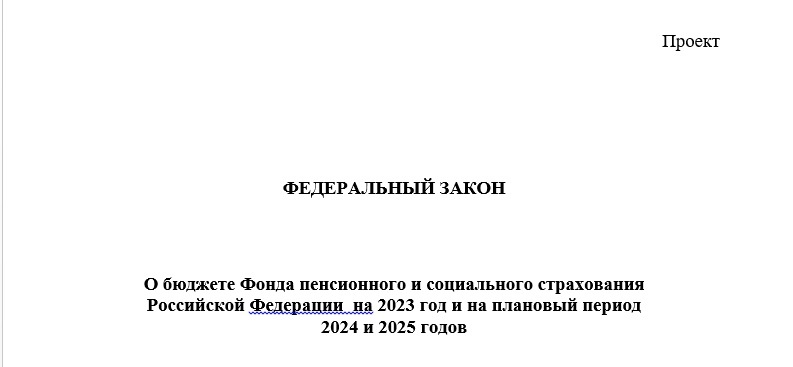 скриншот первой страницы проекта бюджета Социального фонда