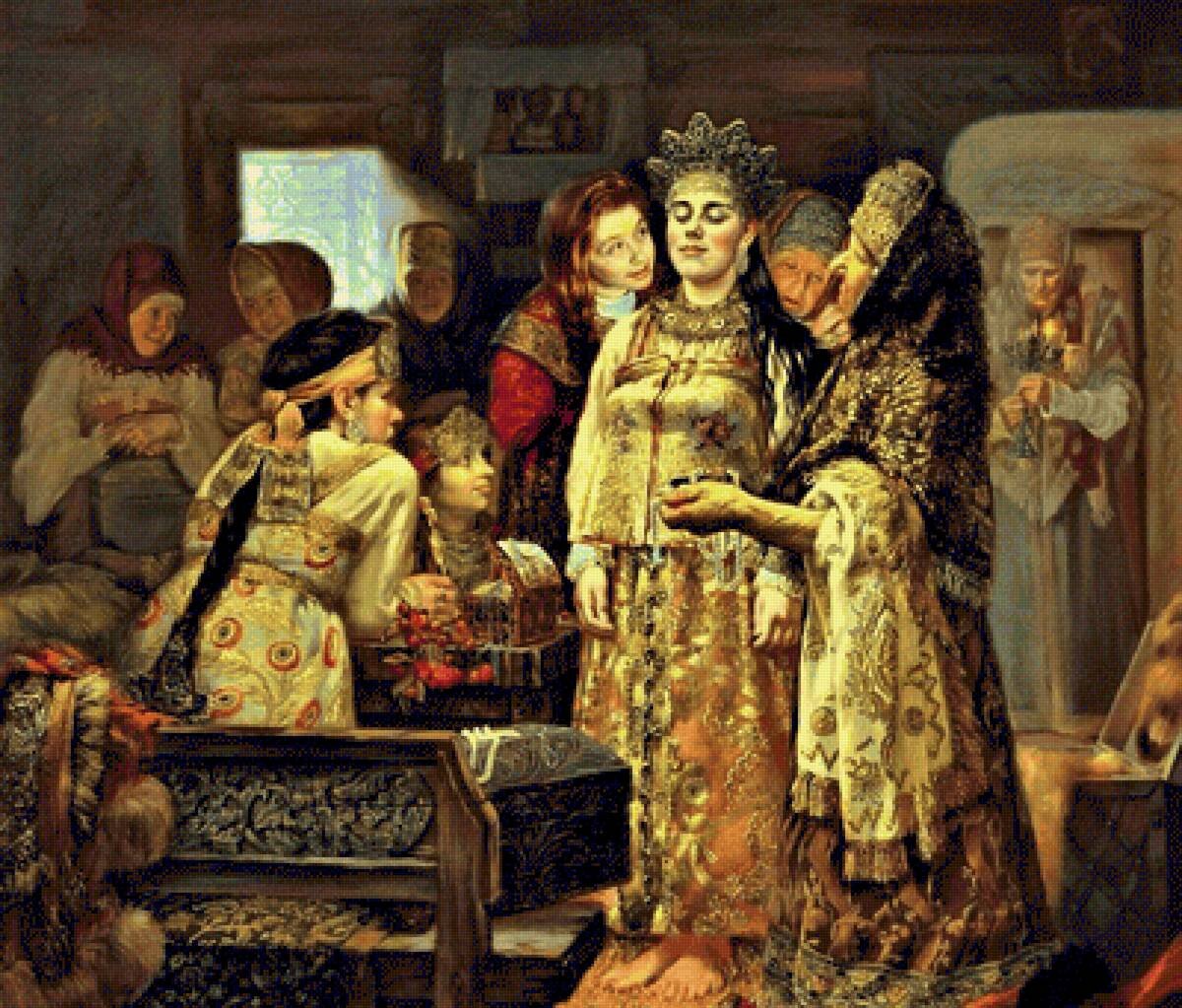 Художник Юрий Сергеев "Одевание невесты". Источник: Яндекс картинки
