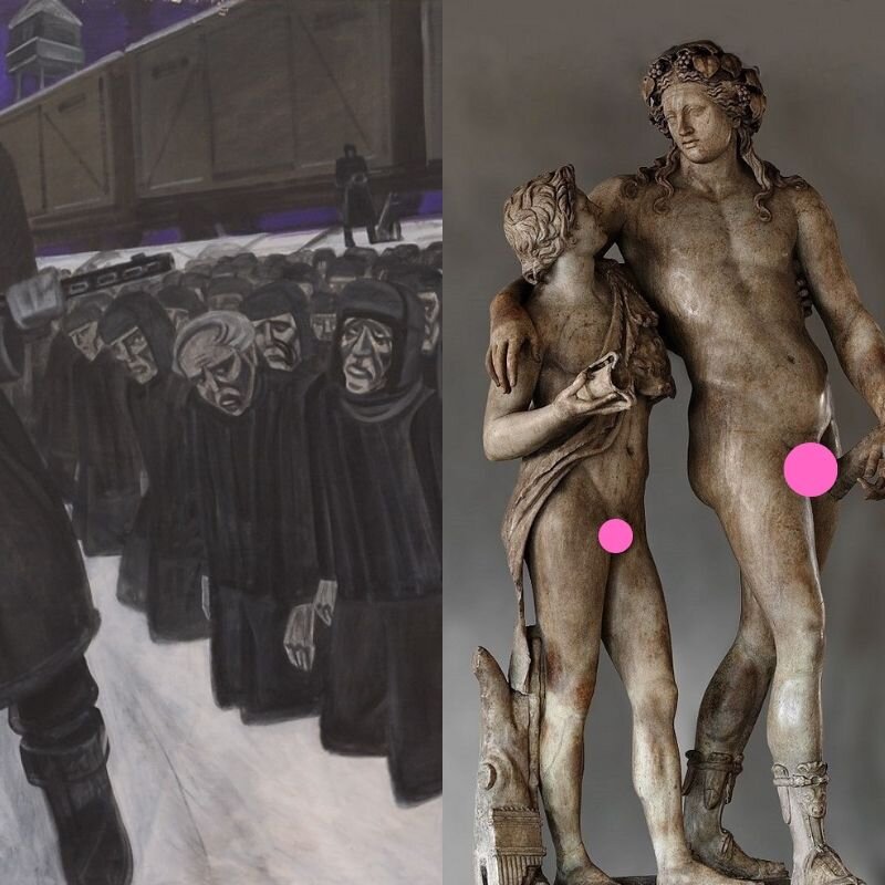 В изображении использован фрагмент картины Игоря Обросова «Печерлаг. Шаг влево, шаг вправо — расстрел»