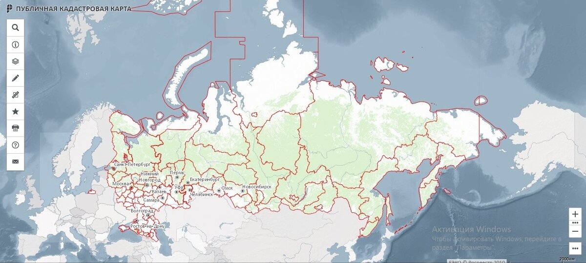 Начальная страница "Публичной кадастровой карты"