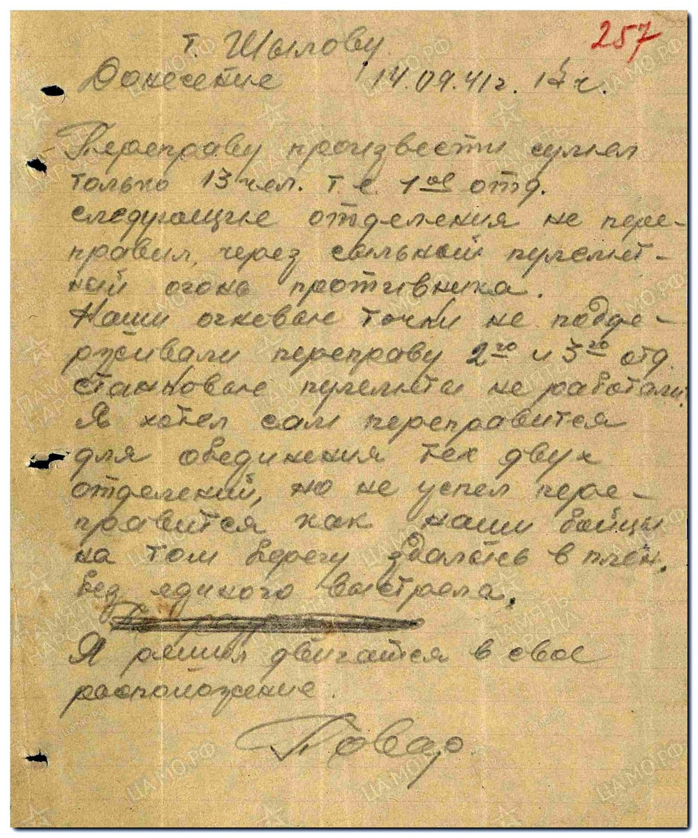 ЦАМО РФ, ф. 292 сд (1590), оп. 1, д. 2, л. 257.