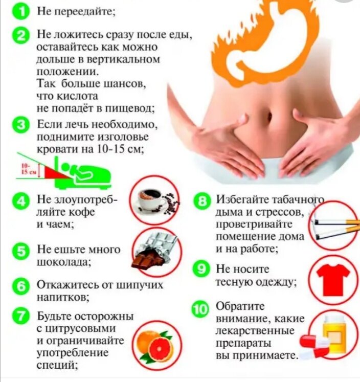 Избегайте факторов, способствующих появлению изжоги
