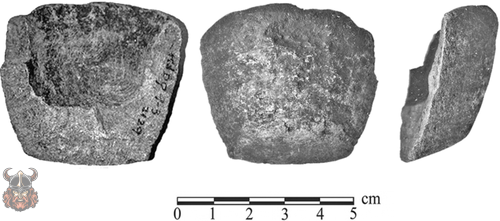 Три вида разбитого тигля.