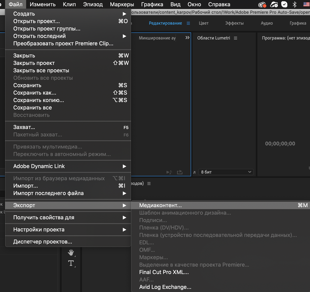 Экспорт файла