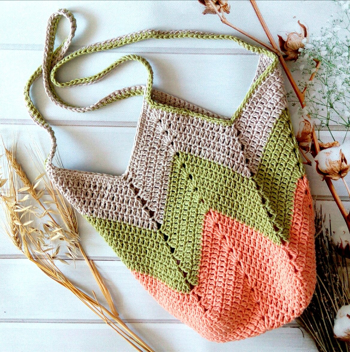 Сумка авоська из хлопковой пряжи
