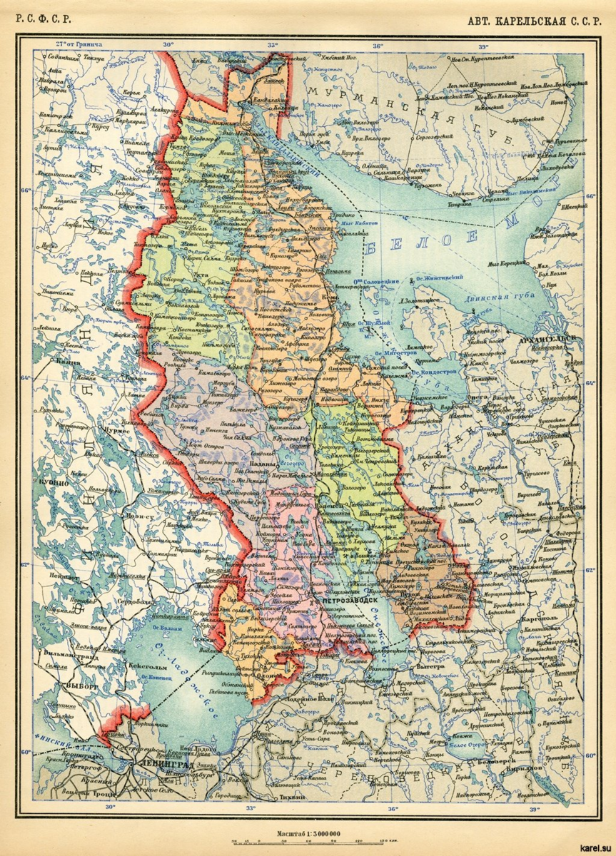 Карта карело финской сср 1941