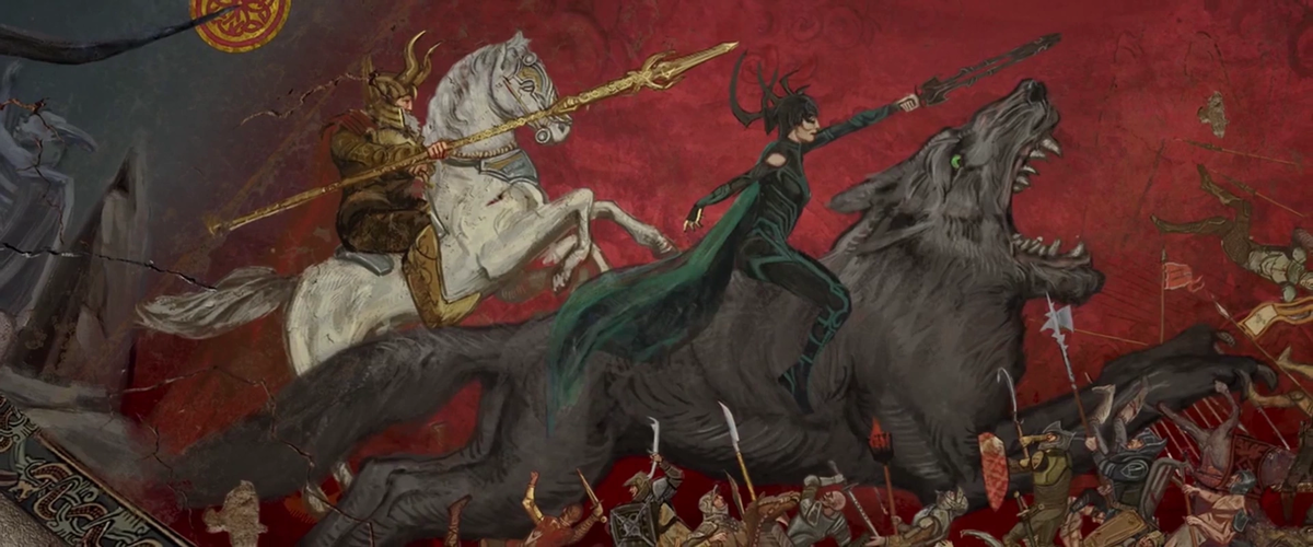 Хела на огромном волке Фенрире, Один на восьминогом коне Слейпнире