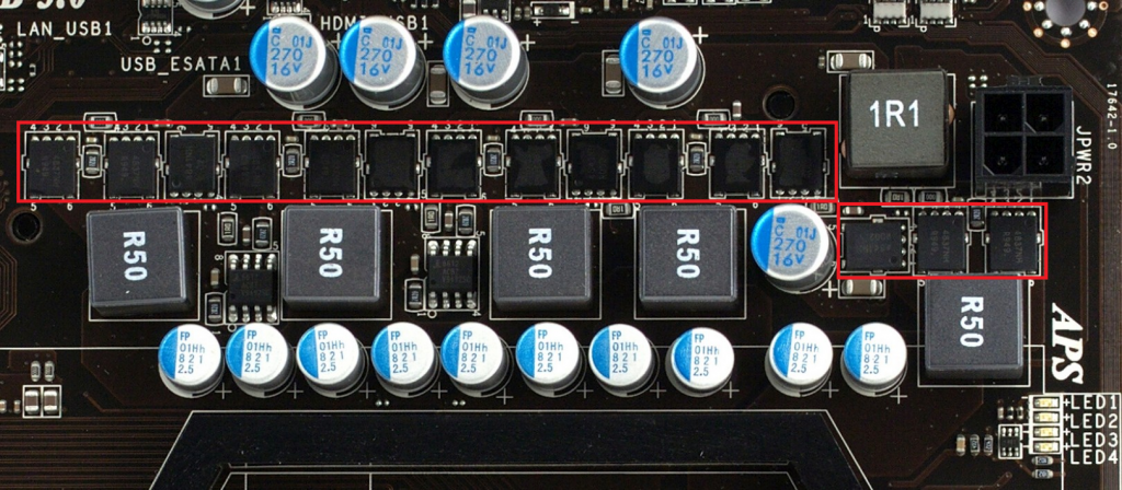 Количество фаз питания можно узнать, посчитав катушки индуктивности. В большинстве случае, такой способ прокатит, однако стоит помнить, что не все фазы питают процессор, есть также и память. Фото из iGuides.ru