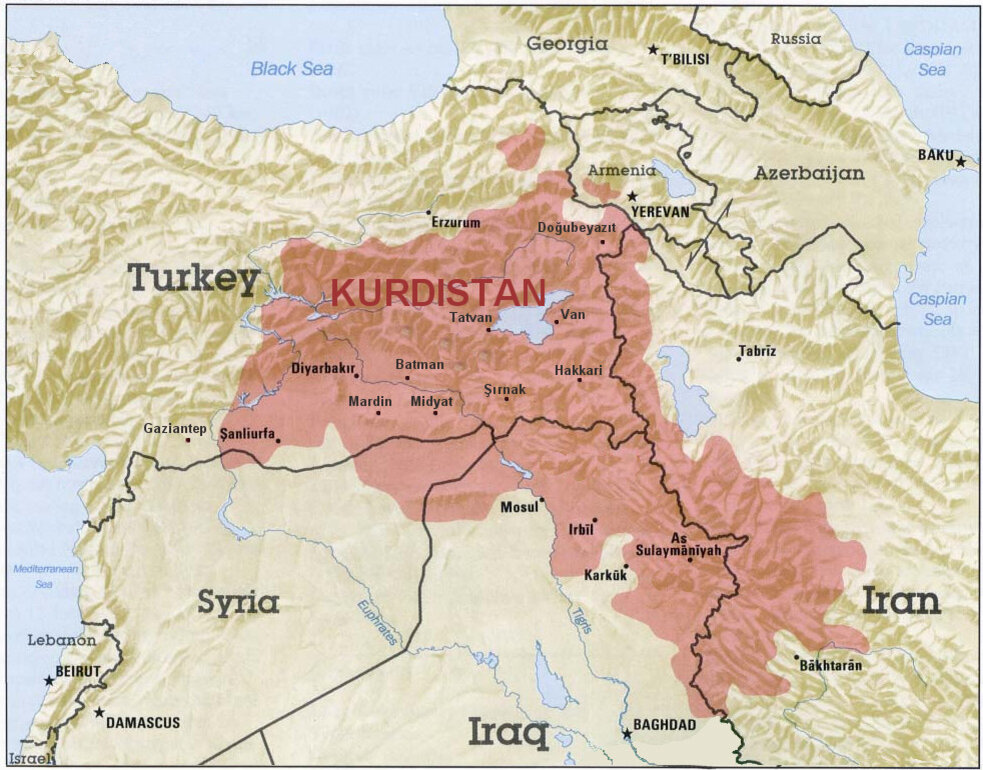 Курды турции карта