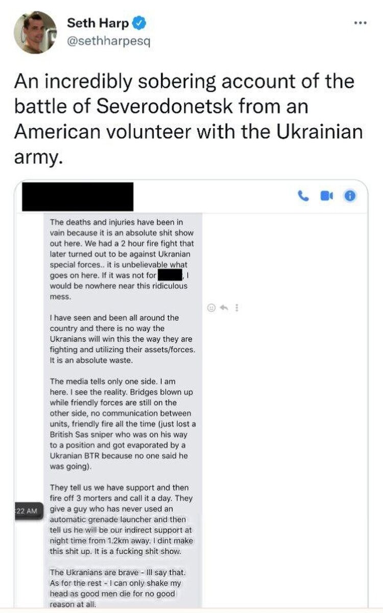     Переписка журналиста с наемником из США, фото: скрин с Twitter