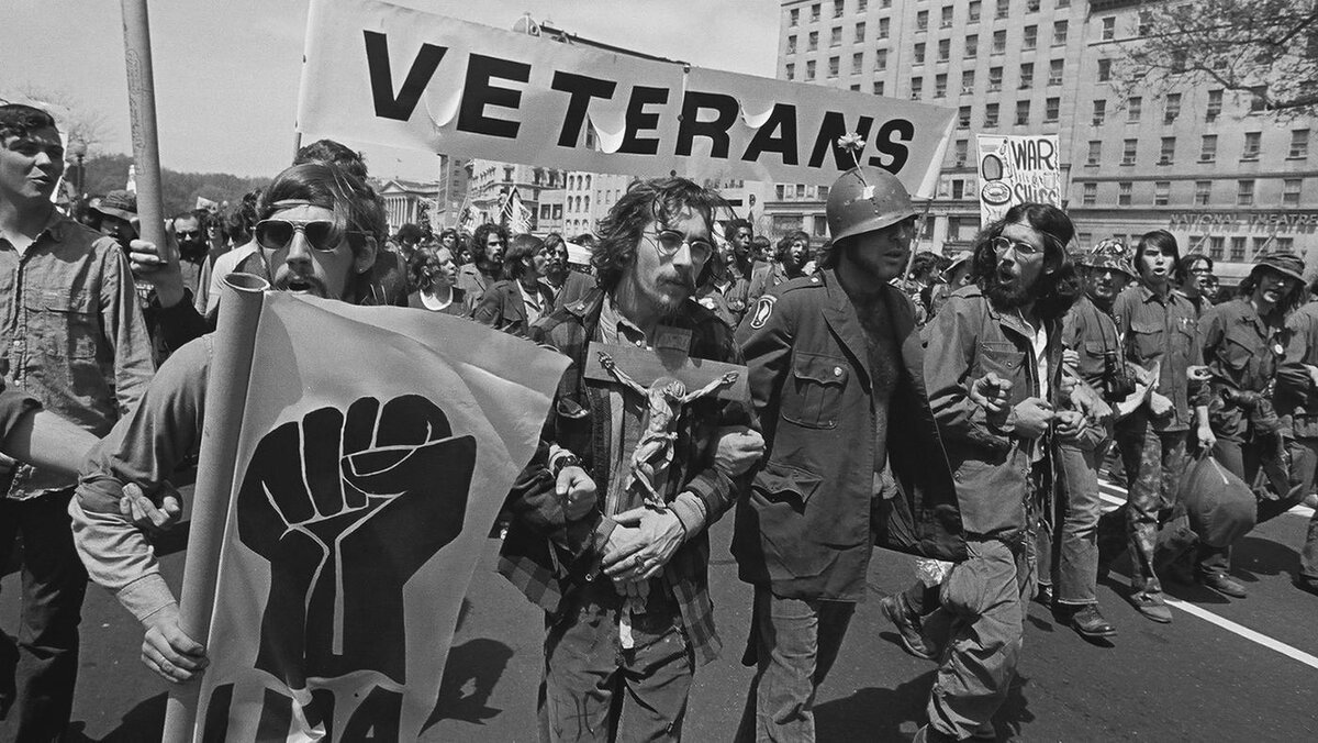 Active duty soldiers protest the war in Vietnam, during a demonstration in Washington, DC, April 24, 1971.