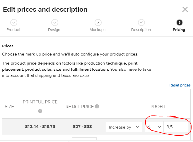 Вы сами выбираете сколько хотите заработать с каждой продажи футболки