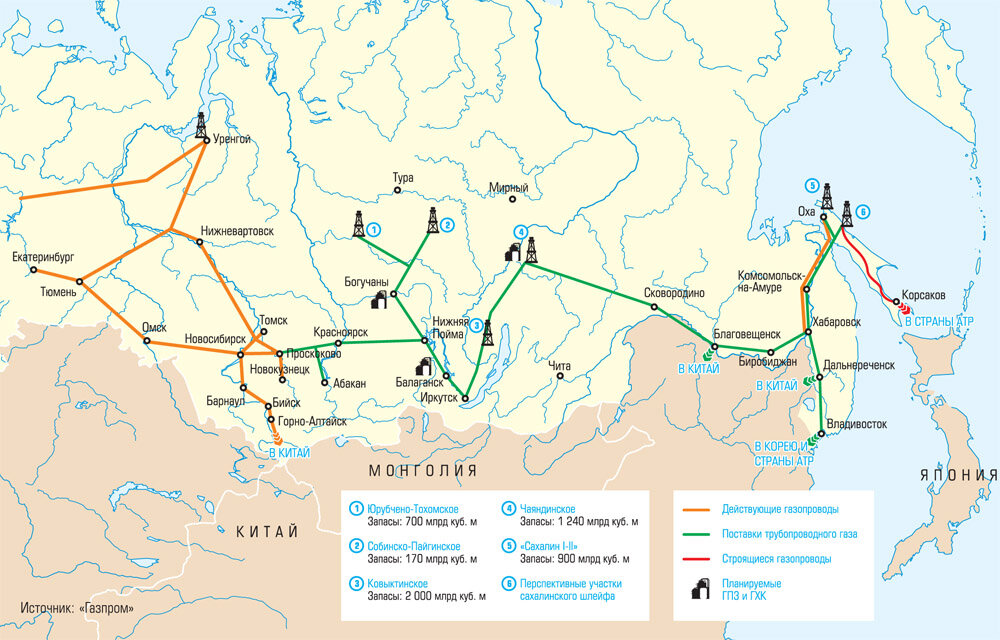 Карта трубопроводов газпрома