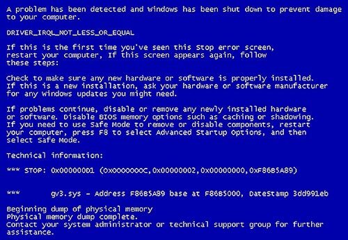 Так выглядит синий экран смерти на windows 7