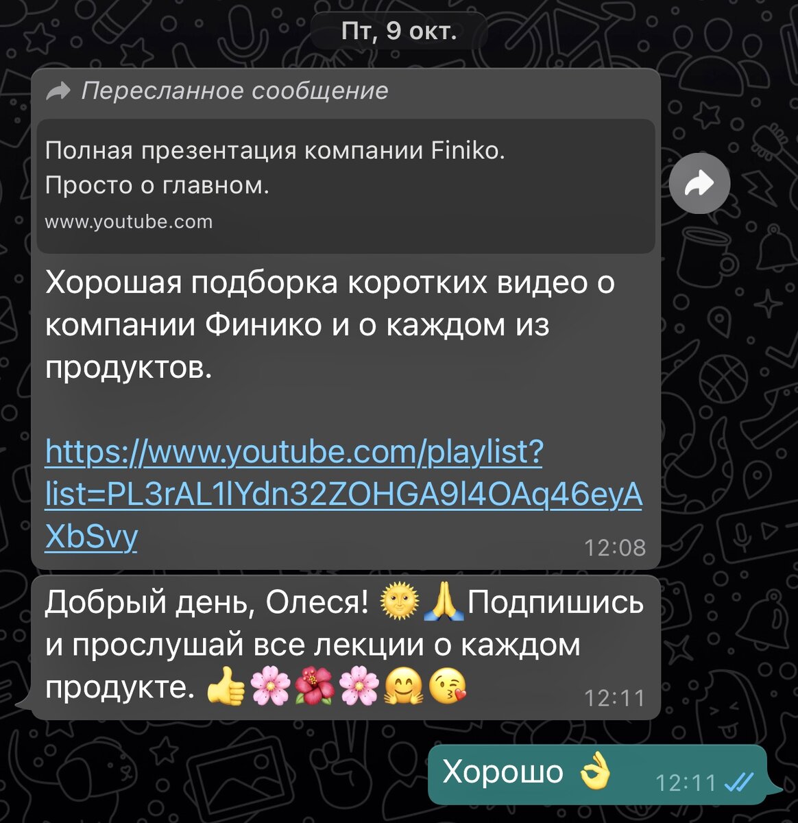 Скрин беседы