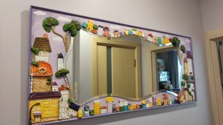 Зеркало сделано на заказ. Папье маше , отливки из гипса, роспись акрилом.