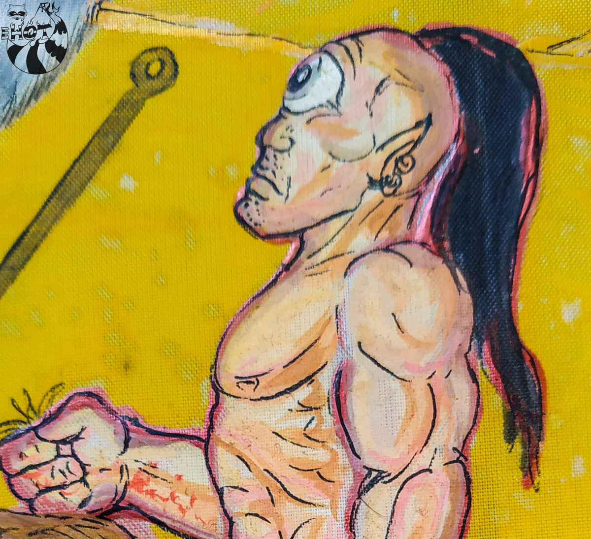 Циклоп на пляже. Батик. Приблизительно 2007 г. Автор - Я же.