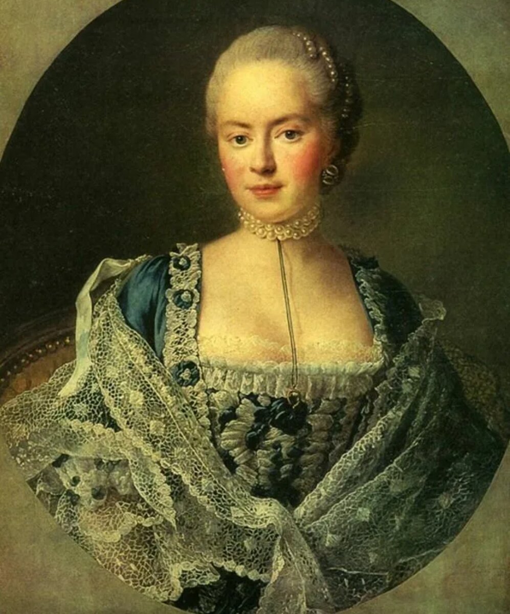 Портрет графини Дарьи Чернышовой-Салтыковой, долгие годы ошибочно интерпретируемый, как портрет Дарьи Салтыковой. Художник: Франсуа Юбер Друэ 1762 год. Источник: Яндекс картинки