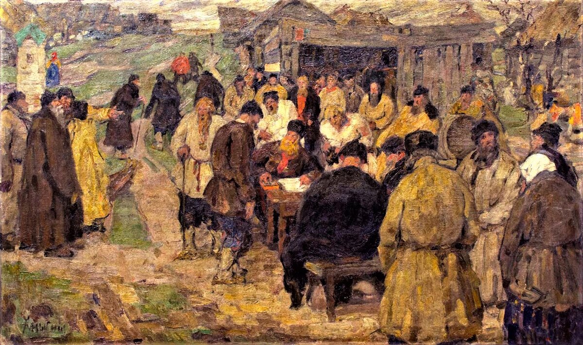 Картина сельский сход