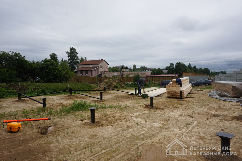 Строительство одноэтажного дома на свайно-винтовом фундаменте.