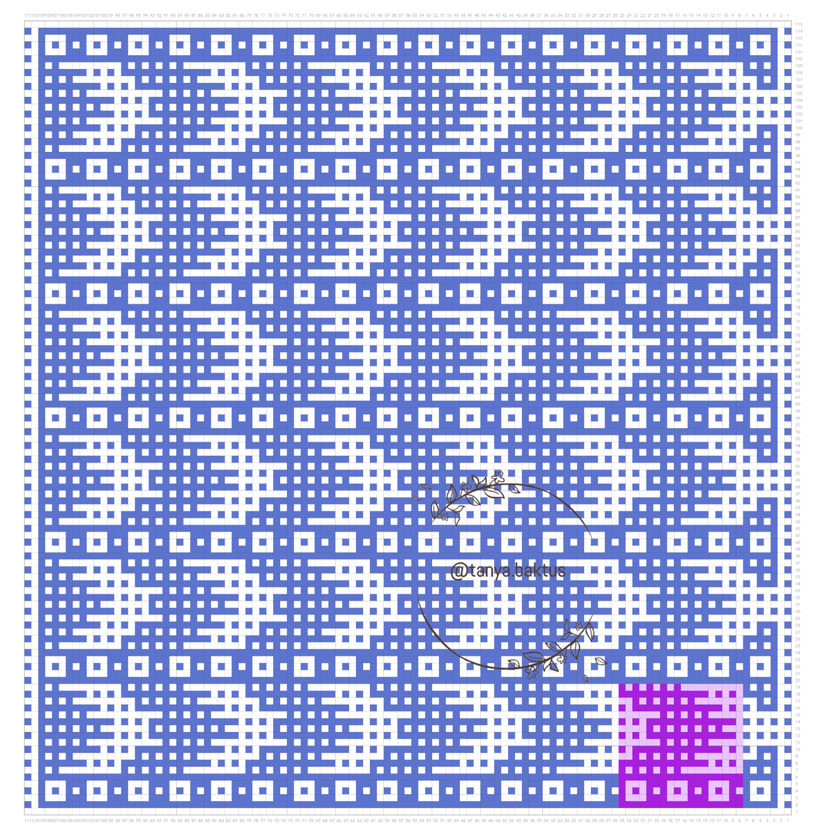 111 петель в ширину, 115 парных ряда в высоту