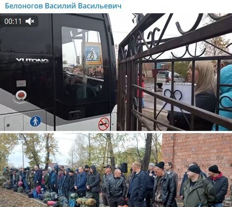    Проводы мобилизованных в Черногорске, Хакасия Скриншот с телеграм-канала мэра Черногорска Василия Белоногова
