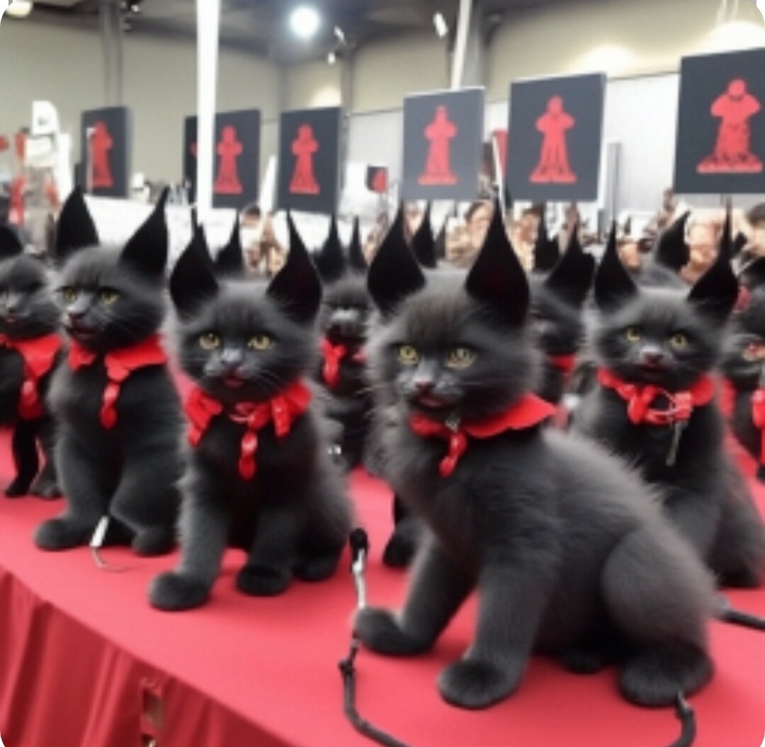 Выставка чёртиков-котиков))).